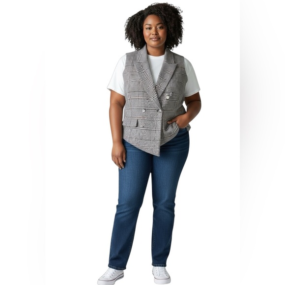 TORRID STUDIO VEST Ponte Buttoned Tailored Houndstooth Suit Vest 4 (4X) casual - Picture 12 of 13